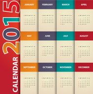 Modern calendar 2015 in paper background style Vector illust ration