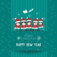 christmas and happy new year with kids card