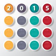 circle calendar template 2015 Vector illustration