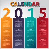 Modern calendar 2015 in multicolor paper style Vector illustration
