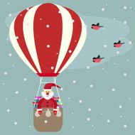 funny cartoon winter holidays greeting card with Santa