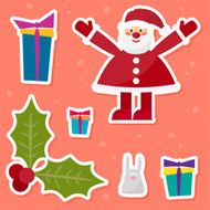funny cartoon winter holidays set with cute Santa