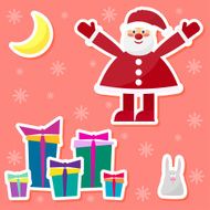 funny cartoon winter holidays set with cute Santa N2