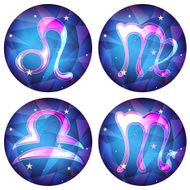 zodiac signs in the form of a crystal vector set