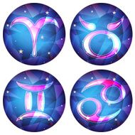 zodiac signs in the form of a crystal vector set N2