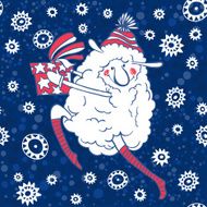 Cheerful sheep with gift Symbol of the New Year 2015