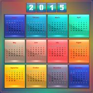 Calendar 2015 vector Sunday first american week 12 months rainbow