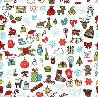Christmas new year icons seamless pattern Colored Doodle