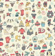 Christmas new year icons seamless pattern Colored Doodle N2
