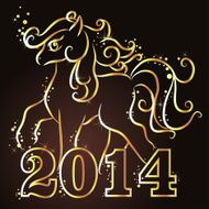 Happy New Year background with gold horse