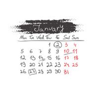 Handdrawn calendar January 2015 Vector