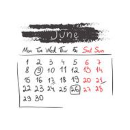 Handdrawn calendar June 2015 Vector