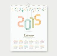 Calendar 2015 Origami paper number template