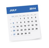 July 2014 Calendar - Illustration