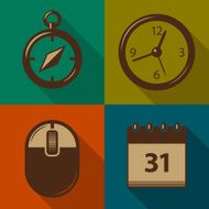 Set of vector flat icons in retro style