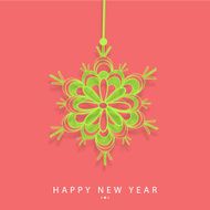 Elegant greeting with beautiful floral decorated green snowflake