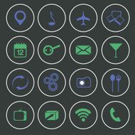 Media food and communication icons set flat design N2