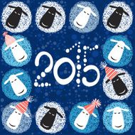2015 new year card with cheerful sheeps