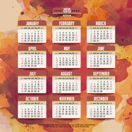 Calendar with watercolor paint 2015 design English Sunday star N3