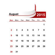 Vector simple calendar 2015 year august month