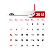 Vector simple calendar 2015 year july month