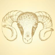 Sketch New Year ram in vintage style N5
