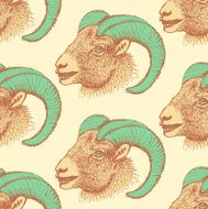 Sketch New Year ram in vintage style N16