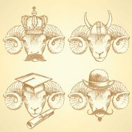 Sketch unusual rams set