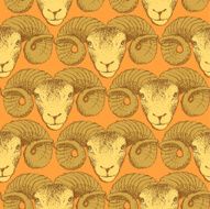 Sketch New Year ram in vintage style N23