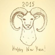 Sketch New Year ram in vintage style N27