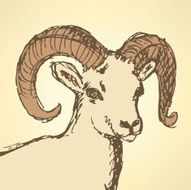 Sketch New Year ram in vintage style N38
