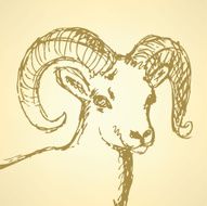 Sketch New Year ram in vintage style N39