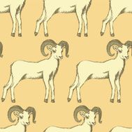 Sketch New Year ram in vintage style N41