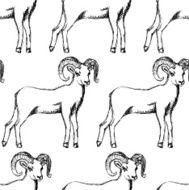 Sketch New Year ram in vintage style N42