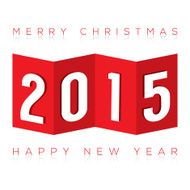 2015 Paper Fold Greeting Card Vector Illustration