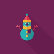 snowman flat icon with long shadow eps10 N42