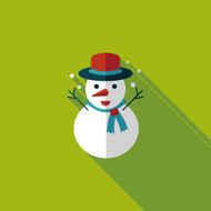 snowman flat icon with long shadow eps10 N47