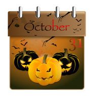 Halloween pumpkin and calendar on 31th of October