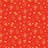 Christmas Red Gold Seamless Pattern Vector illustration New year