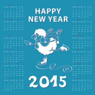 Calendar 2015 Year of Sheep Cartoon sheep skate