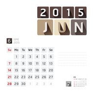 2015 Calendar Vector Design June