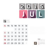 2015 Calendar Vector Design July N2