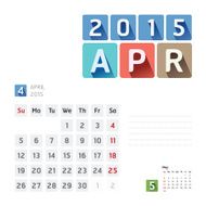 2015 Calendar Vector Design April month