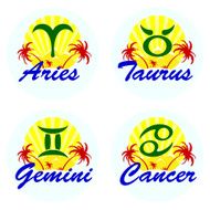 zodiac sign with palm trees