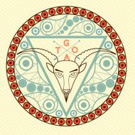 Goat Animal symbol of New Year 2015 round frame