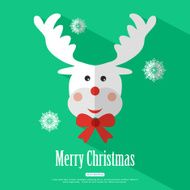 Merry Christmas background with deer Rudolf and place for text