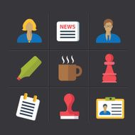 Office cartoon icons clean vector
