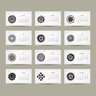 Calendar grid 2015 for your design ethnic ornament N2