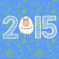Winter chinese new year card with cute cartoon sheep