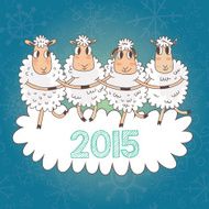 Cartoon Christmas and New Year vector card with 2015 symbol N2